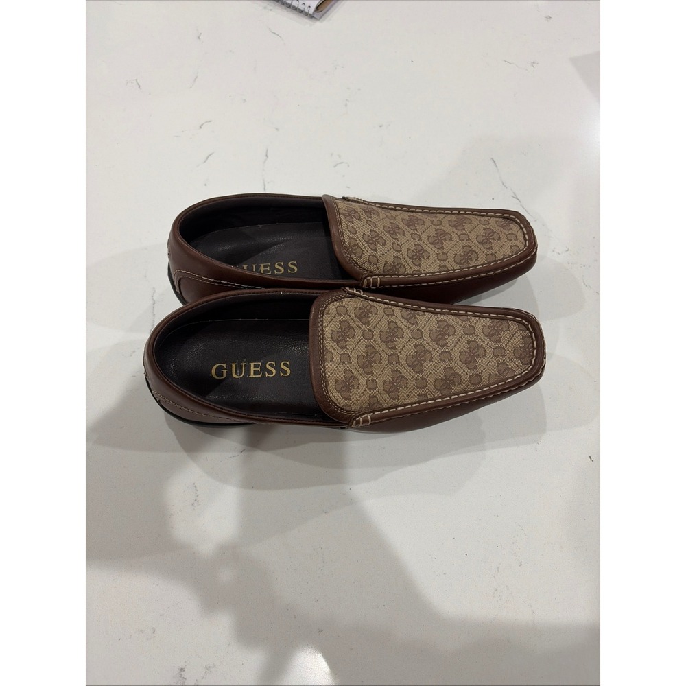 Guess GMDONTE 2 Mens Brown Leather Signature Logo Driving Loafers Size 11